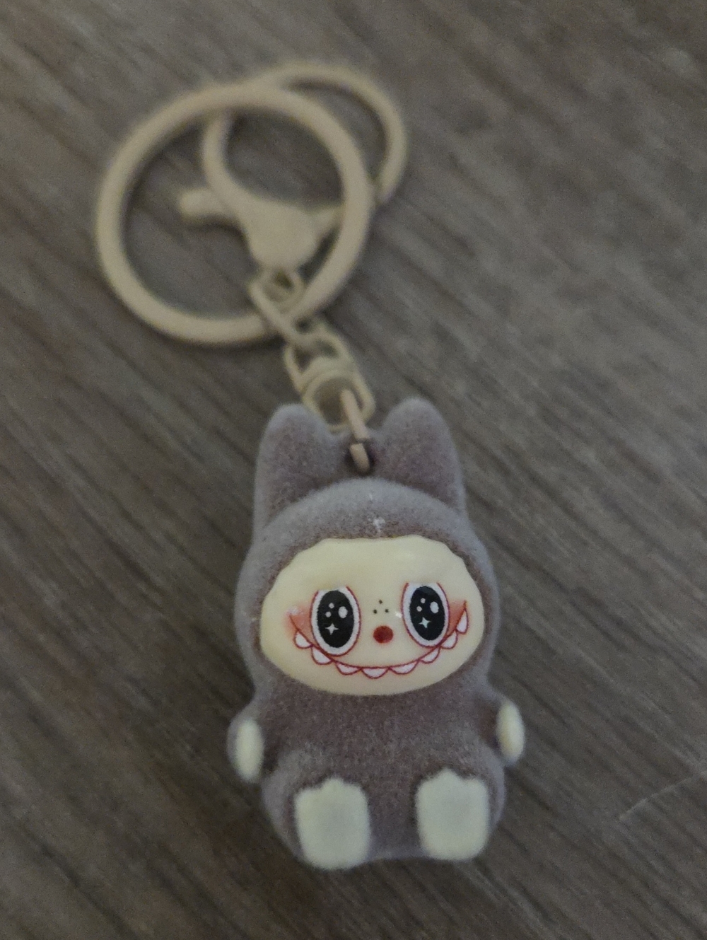 Plush Cat Keychain Charm in Gray and Cream